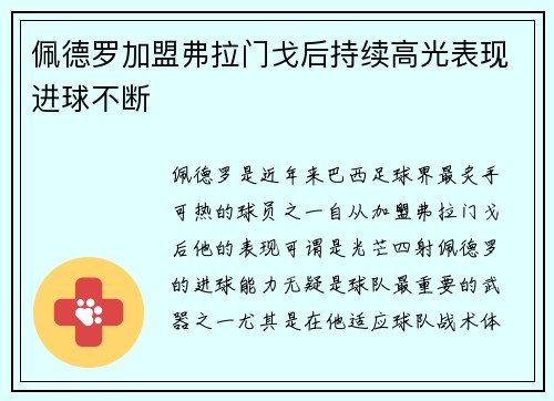 佩德罗加盟弗拉门戈后持续高光表现进球不断